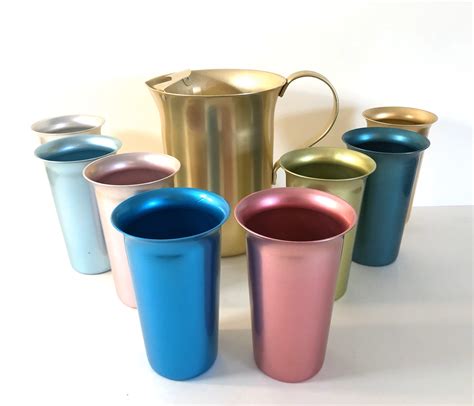 thin antique metal house ware cup|1950s metal cups.